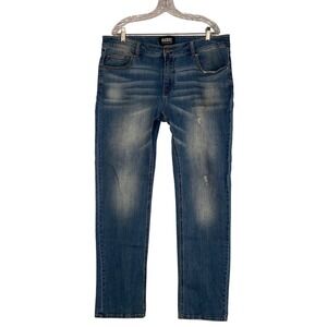 Rebel Paisley & Gray W38 L32 Men's Jeans Blue Wash Distressed Slim Fit Denim EC